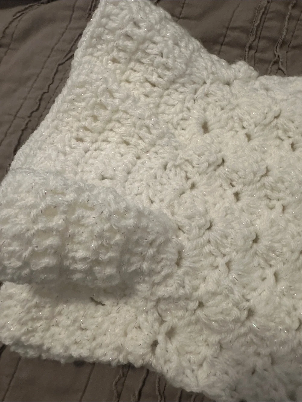 Handmade white Crochet Scarf